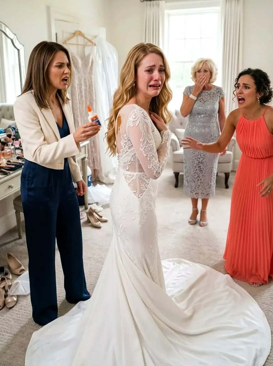 Ma sœur a ruiné ma robe de mariée avec de la colle forte : le choc
